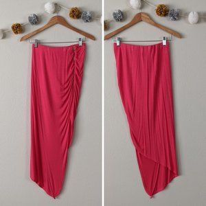 Love J Pink Ruched Zippered High-Low Skirt Size L